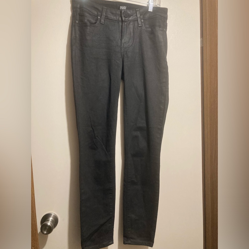Paige Metallic Black jean leggings